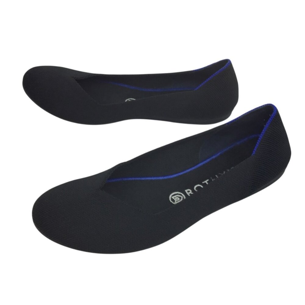 Rothys Womens Black & Blue Pointed Toe Flats Size W8.5